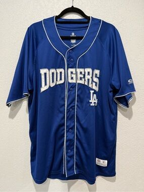 Majestic Dodgers Royal Blue Button-Front Baseball Jersey